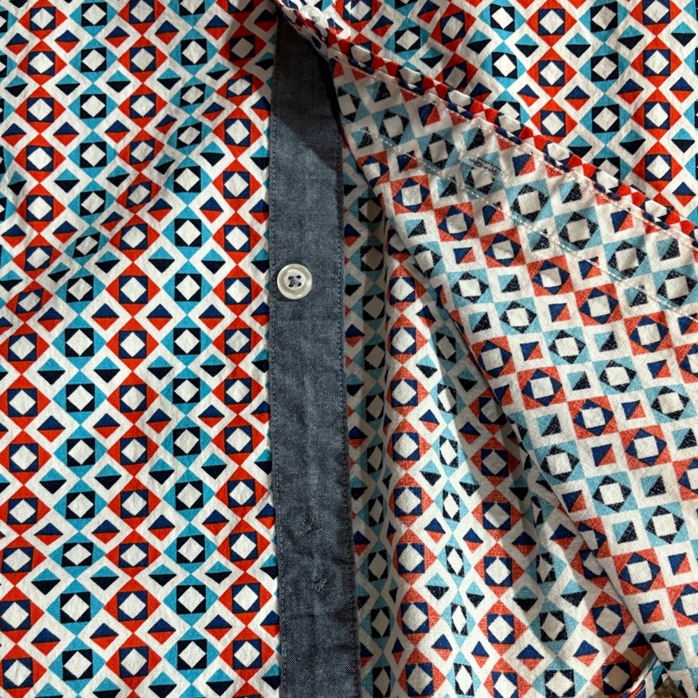Daniel Cremieux Geometric Men's Shirt - Red, Blue, White - Picture 5 of 6